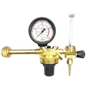 Regulator with flow meter and column for refillable cylinder